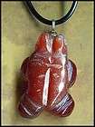   RED AGATE Gemstone Frog Pendant Jewelry Necklace ~ Belfry Studios