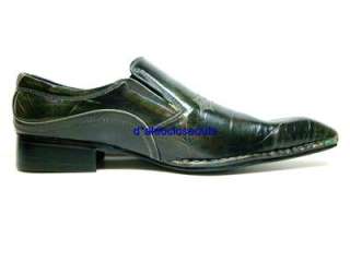 Mens Green Italian Style Cross Pointy Toe Loafers Shoes  
