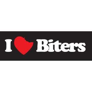  I Heart Biters Sticker Decal. White and Red Everything 