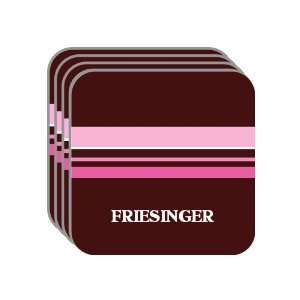   Name Gift   FRIESINGER Set of 4 Mini Mousepad Coasters (pink design