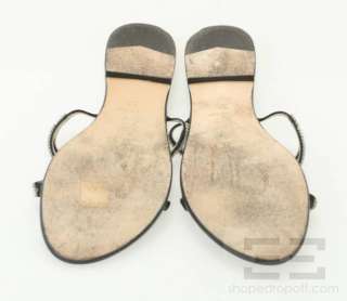 Jimmy Choo Black Satin Crystal Embellished Flat Slide Sandals Size 38 