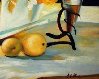 Oil Painting Still Life Fruit with Flowers Art on canvas 24x36 J18 