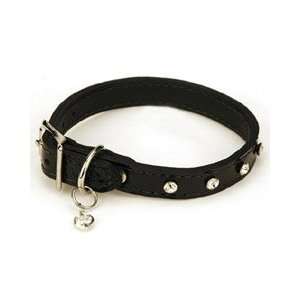   Swarovski Heart Solitaire Black Dog Collar (XXSmall)