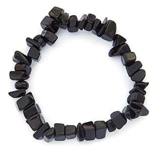 BLACK JASPER   Chunky Chip Stone Stretch Bracelet Health 