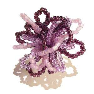  The Black Cat Jewellery Store Seed Bead Flower Ring   Purple 