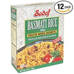 Sadaf Basmati Rice Roasted Noodle Raisinette, 6 Ounce Box, (Pack of 12 