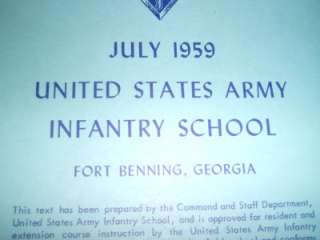 ARMY EXTRACT INFANTRY REFERENCE DATA FORT BENNING 1959  