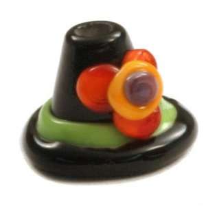  Handmade Black Witches Hat Lampwork Beads Jewelry