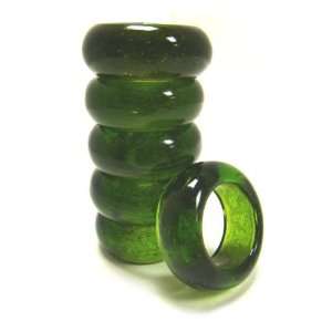  Green Glass Napkin Rings Set of 6