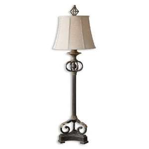 UT29268   Black Crackled Finish Table Lamp with Rope 