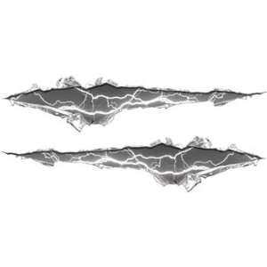   Ripped / Torn Metal Look Decals With Gray Lightning Strike Automotive