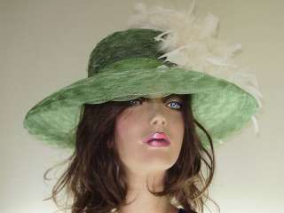 OLIVE GREEN Ladies Easter Tea Hat Kentucky Derby Hats  