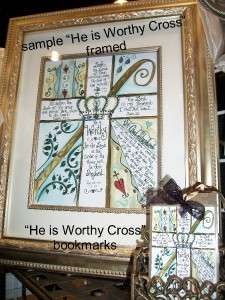 8x10 HE IS WORTHY CROSS Shepherd ART by Pam Coxwell  