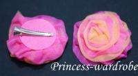 Hot Pink Orange Mixed Chiffon Rosette Pointed Hair Clip  