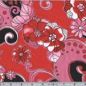   Poplin Print Red/Pink Fabric By The Yard Arts, Crafts & Sewing