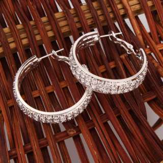 Elegant And stylish CZ stud thick hoop Earrings Large  