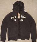 Mens Hollister Steps Beach Fur Hoodie Jacket Coat, Size S, Brown, NWT