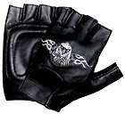   Mens Womens Motorcycle Flaming Eagle Leather Fingerless Gloves S M L