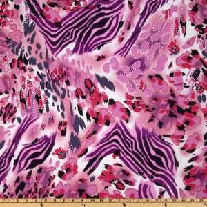 60 Wide Stretch Jersey ITY Knit Animal Mix Purple Fabric 