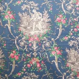  44 Wide Fabric, Toile Romantic color Blue, Fabric By the 