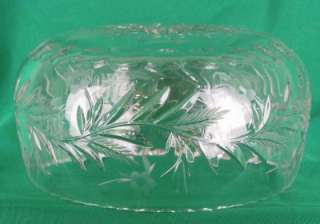   Frosted Cut and Etched Glass Bowl with Flowers Vintage Leaded Glass