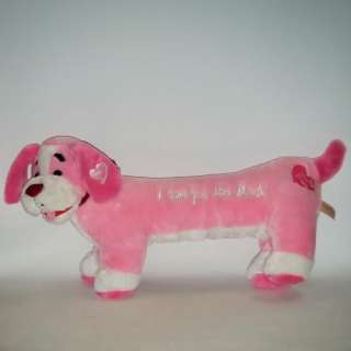 LOVE YOU THIS MUCH Pink LONG Puppy Dog Hearts Anniversary Plush 25 