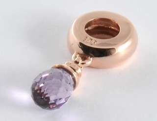 GENUINE 9ct Solid ROSE Gold NATURAL Amethyst Drop Bead  