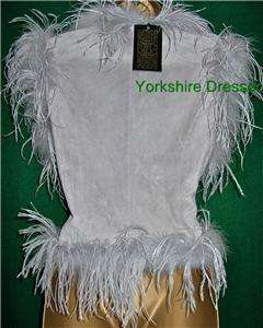 New BIBA Grey Suede Feather Gilet Jacket Waistcoat  S M  