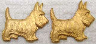   brass stampings small Scottish terriers Scottie Scotties dog  