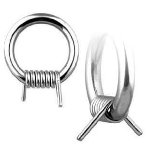 316L Surgical Stainless Steel Rings w/ Steel Bob wire   10G (2.4mm 