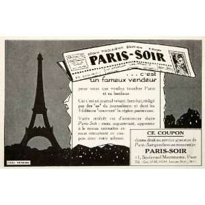  Ad Paris Soir Eiffel Tower Paris 11 Boulevard Montmartre Advertising 
