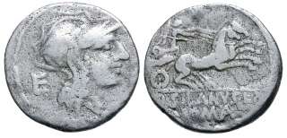  Silanus L.f. Head of Roma right, E behind / Victory in biga right