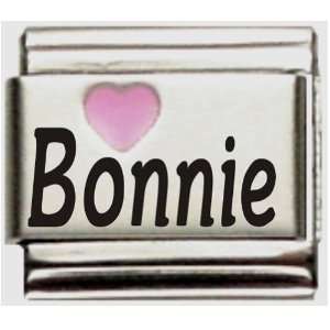  Bonnie Pink Heart Laser Name Italian Charm Link Jewelry