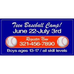  3x6 Vinyl Banner   Teen Baseball Camp 