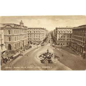   Vintage Postcard Piazza della Borsa   Corso Umberto I   Naples Italy
