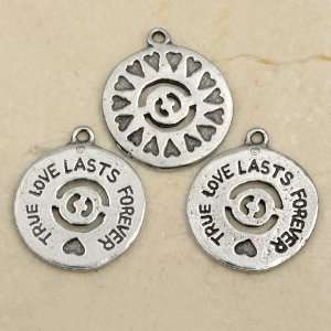  TRUE LOVE LASTS FOREVER Pewter Coin Charm Lot of 3