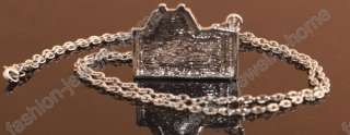 Fashion crystals black silver camera necklace pendant  