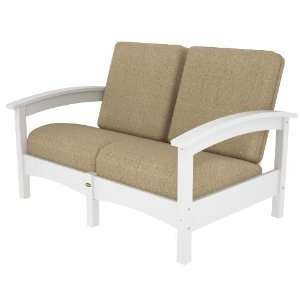 Trex Outdoor Rockport Club Settee in Classic White with Sesame 