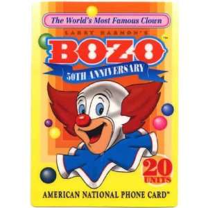 Collectible Phone Card 20u Bozo The Clown 50th Anniversary Scarce 