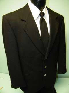   Mens FORMAL Jacket SOLID BLACK Sport Coat WOOL TWEED Blazer size 40 R