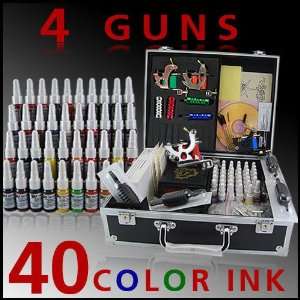  Tattoo Kit 4 Machine Guns Power Supply Needle 40 Ink323 