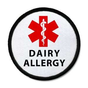 DAIRY ALLERGY Red Medical Alert 4 inch Black Rim Sew on Patch