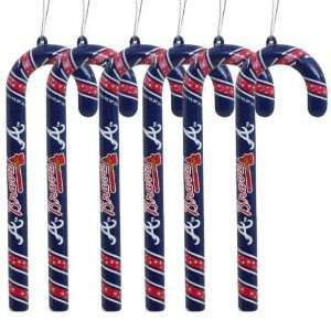 Atlanta Braves 6 Pack Team Color Candy Cane Ornaments  