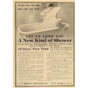  1914 Vintage Ad Antique Shower Man Bathtub C. C. Reddan 