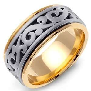  TARANIS 14K Two Tone Gold Celtic Design Wedding Band Ring 