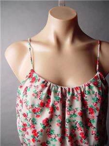 ROMANTIC Vtg y Floral Print Mini Blouson Slip Dress M  