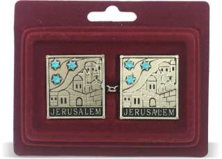 Jerusalem Jeweled Tallit Clips Judaica art Israel Gift  