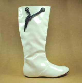 GROOVE Craze 15  Tall Women Size Fashion White Shiny Boots CRAZ12A 