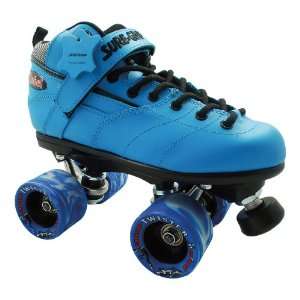  Sure Grip Rebel Blue Leather Boots with Blue & White Swirl 