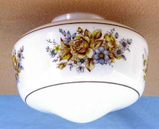 Replacement White Glass Ceiling Light Globe w/ Floral Design  